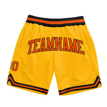 Load image into Gallery viewer, Custom Gold Orange-Black Authentic Throwback Basketball Shorts