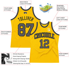 Load image into Gallery viewer, Custom Gold Steel Gray-Black Authentic Throwback Basketball Jersey