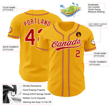 Load image into Gallery viewer, Custom Gold Red-White Authentic Baseball Jersey