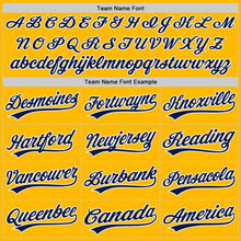 Load image into Gallery viewer, Custom Gold Navy-White Authentic Baseball Jersey