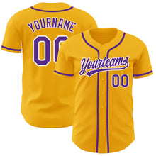 Загрузить изображение в средство просмотра галереи, Custom Gold Purple-White Authentic Baseball Jersey