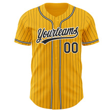 Загрузить изображение в средство просмотра галереи, Custom Gold Black Pinstripe Black-White Authentic Baseball Jersey