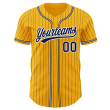 Загрузить изображение в средство просмотра галереи, Custom Gold Navy Pinstripe Navy-White Authentic Baseball Jersey