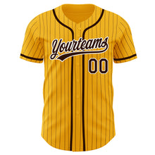Загрузить изображение в средство просмотра галереи, Custom Gold Brown Pinstripe Brown-White Authentic Baseball Jersey