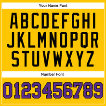 Load image into Gallery viewer, Custom Gold Black Pinstripe Purple Authentic Basketball Jersey