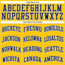 Load image into Gallery viewer, Custom Gold Navy Pinstripe Navy-Light Blue Authentic Basketball Jersey