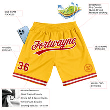 Laden Sie das Bild in den Galerie-Viewer, Custom Gold Red-White Authentic Throwback Basketball Shorts