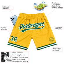 Загрузить изображение в средство просмотра галереи, Custom Gold Kelly Green-White Authentic Throwback Basketball Shorts