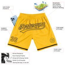 Charger l'image dans la galerie, Custom Gold Black Authentic Throwback Basketball Shorts