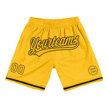 Charger l'image dans la galerie, Custom Gold Black Authentic Throwback Basketball Shorts