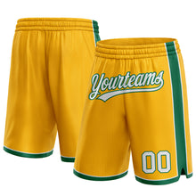 Load image into Gallery viewer, Custom Gold White-Kelly Green Authentic Basketball Shorts