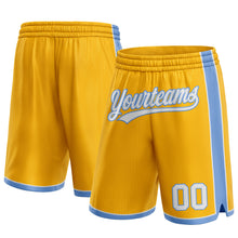 Load image into Gallery viewer, Custom Gold White-Light Blue Authentic Basketball Shorts