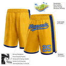 Laden Sie das Bild in den Galerie-Viewer, Custom Gold Light Blue-Navy Authentic Basketball Shorts
