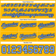 Laden Sie das Bild in den Galerie-Viewer, Custom Gold Light Blue-Navy Authentic Basketball Shorts