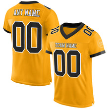 Load image into Gallery viewer, Custom Gold Black-White Mesh Authentic Football Jersey