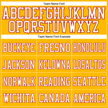 Load image into Gallery viewer, Custom Gold Red-White Mesh Authentic Football Jersey