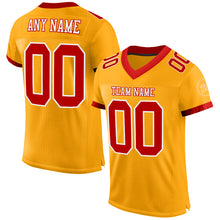 Load image into Gallery viewer, Custom Gold Red-White Mesh Authentic Football Jersey