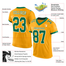 Load image into Gallery viewer, Custom Gold Kelly Green-White Mesh Authentic Football Jersey