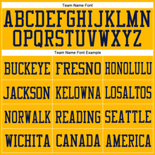 Load image into Gallery viewer, Custom Gold Powder Blue-Navy Mesh Authentic Football Jersey