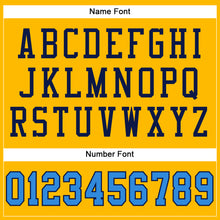 Load image into Gallery viewer, Custom Gold Powder Blue-Navy Mesh Authentic Football Jersey