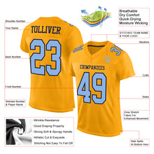 Charger l'image dans la galerie, Custom Gold Light Blue-Navy Mesh Authentic Football Jersey