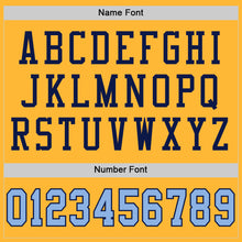Charger l'image dans la galerie, Custom Gold Light Blue-Navy Mesh Authentic Football Jersey