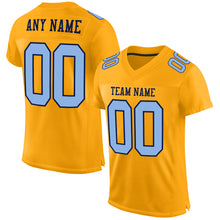 Charger l'image dans la galerie, Custom Gold Light Blue-Navy Mesh Authentic Football Jersey