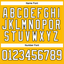 Load image into Gallery viewer, Custom Gold White-Black Hockey Lace Neck Jersey