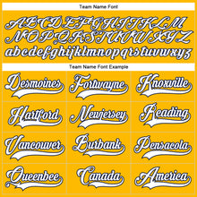 Load image into Gallery viewer, Custom Gold White-Navy Hockey Lace Neck Jersey