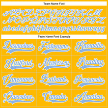 Load image into Gallery viewer, Custom Gold White-Light Blue Hockey Lace Neck Jersey