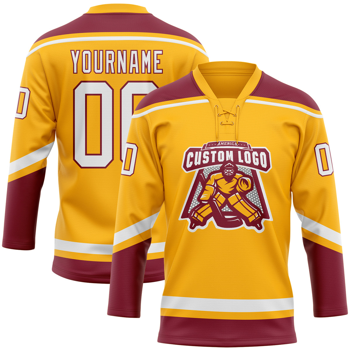 Custom Crimson Royal-White Classic Style Hockey Jersey main image 1