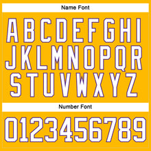 Load image into Gallery viewer, Custom Gold White-Purple Hockey Lace Neck Jersey