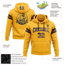 Load image into Gallery viewer, Custom Stitched Gold Vintage USA Flag Black-Crimson Football Pullover Sweatshirt Hoodie