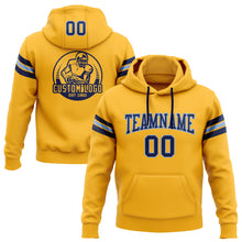 Load image into Gallery viewer, Custom Stitched Gold Navy-Light Blue Football Pullover Sweatshirt Hoodie