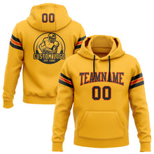 Load image into Gallery viewer, Custom Stitched Gold Black-Orange Football Pullover Sweatshirt Hoodie