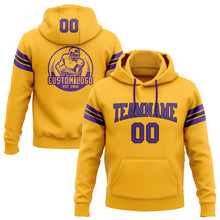 Load image into Gallery viewer, Custom Stitched Gold Purple-Black Football Pullover Sweatshirt Hoodie
