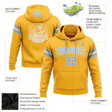 Load image into Gallery viewer, Custom Stitched Gold Light Blue-White Football Pullover Sweatshirt Hoodie
