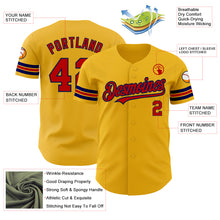 Charger l'image dans la galerie, Custom Gold Red-Navy Authentic Baseball Jersey
