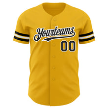 Load image into Gallery viewer, Custom Gold Black-White Authentic Baseball Jersey
