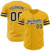 Load image into Gallery viewer, Custom Gold Black-White Authentic Baseball Jersey