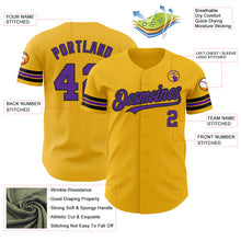 Load image into Gallery viewer, Custom Gold Purple-Black Authentic Baseball Jersey
