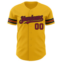 Load image into Gallery viewer, Custom Gold Crimson-Black Authentic Baseball Jersey