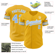 Load image into Gallery viewer, Custom Gold Light Blue-White Authentic Baseball Jersey