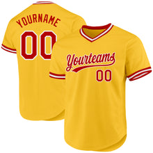 Charger l'image dans la galerie, Custom Gold Red-White Authentic Throwback Baseball Jersey