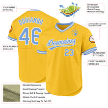Charger l'image dans la galerie, Custom Gold Light Blue-White Authentic Throwback Baseball Jersey