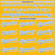 Charger l'image dans la galerie, Custom Gold Light Blue-White Authentic Throwback Baseball Jersey