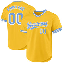 Charger l'image dans la galerie, Custom Gold Light Blue-White Authentic Throwback Baseball Jersey
