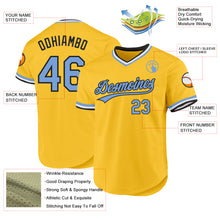 Charger l'image dans la galerie, Custom Gold Light Blue-Black Authentic Throwback Baseball Jersey