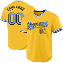 Charger l'image dans la galerie, Custom Gold Light Blue-Black Authentic Throwback Baseball Jersey