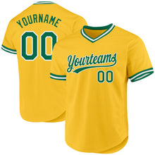 Charger l'image dans la galerie, Custom Gold Kelly Green-White Authentic Throwback Baseball Jersey